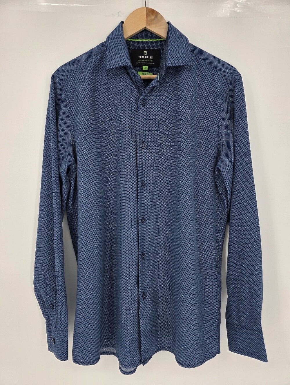 Tom Baine Performance Collection Slim Fit Shirt Mens Medium Blue Stretch‎ Button